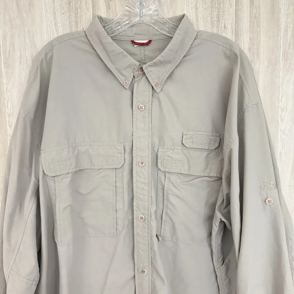 The North Face Tek Hike Shirt Mens 2XL VaporWick Trail Fish Camp Roll Tab Vented